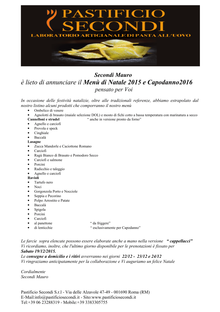 il menu di natale 2015 e capodanno 2016 pastificio secondi-1